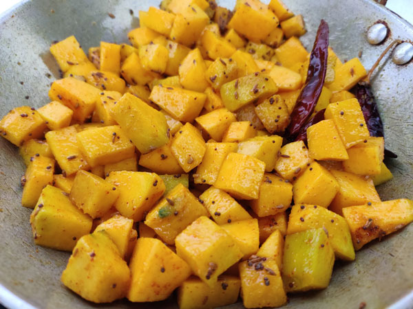 Pumpkin Sabzi Cooking Steps