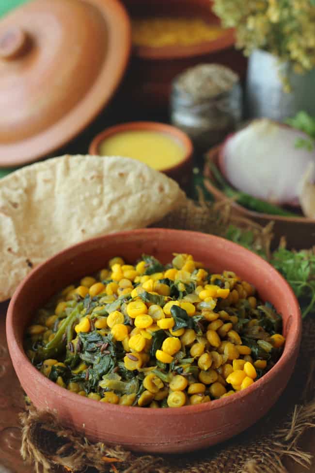 Palak Chana Dal is a healthy, wholesome, gluten-free Indian style chana dal with spinach.
