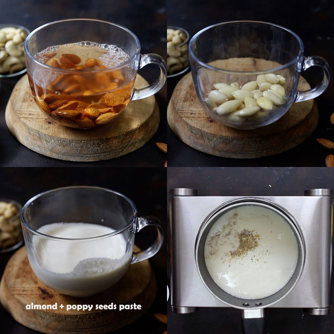 collage of khas khas doodh making steps