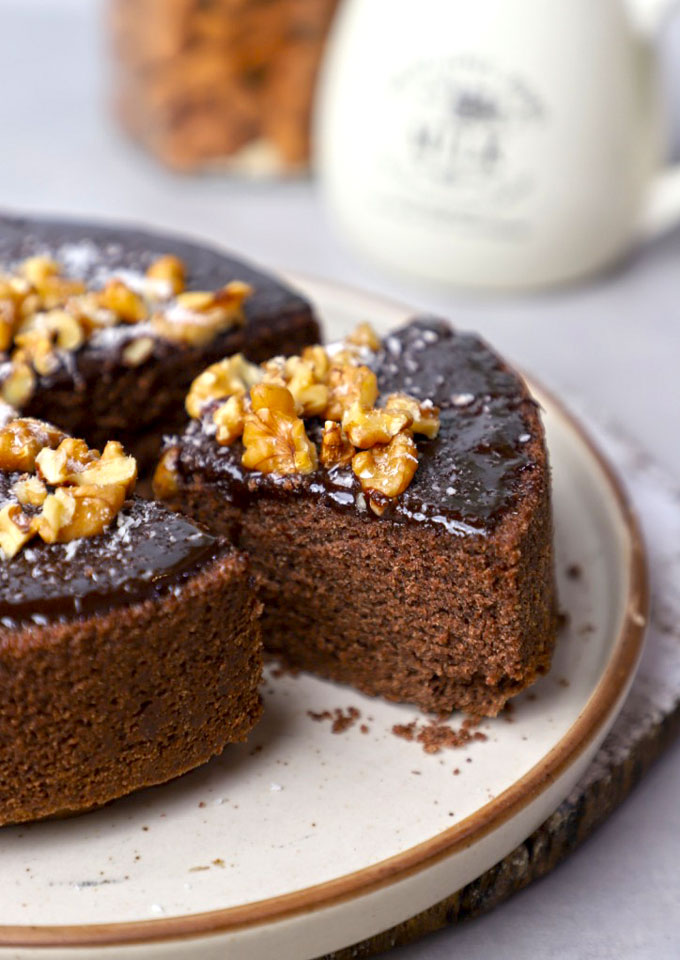 side close up shot of ragi cake slice